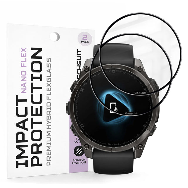 Accesoriu smartwatch Techsuit Nano Flex (set de 2) compatibil cu Garmin Fenix 8 / Fenix 8 Pro 47mm, Negru