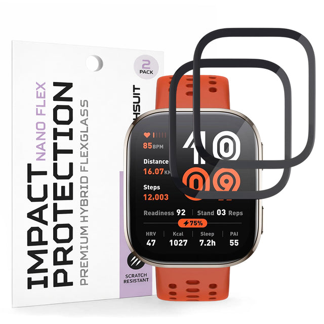 Accesoriu smartwatch Techsuit Nano Flex (set de 2) compatibil cu Amazfit Bip 6, Negru