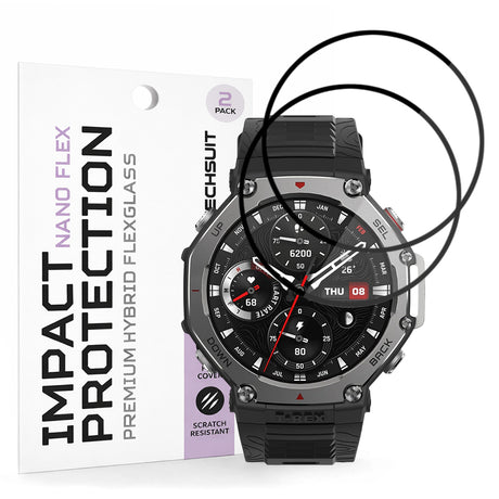 Accesoriu smartwatch Techsuit Nano Flex (set de 2) compatibil cu Amazfit T-Rex 3, Negru