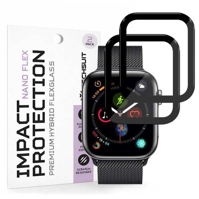 Accesoriu smartwatch Techsuit Nano Flex (set de 2) compatibil cu Apple Watch 4 / 5 /6 / SE / SE 2 / SE 3 44mm, Negru