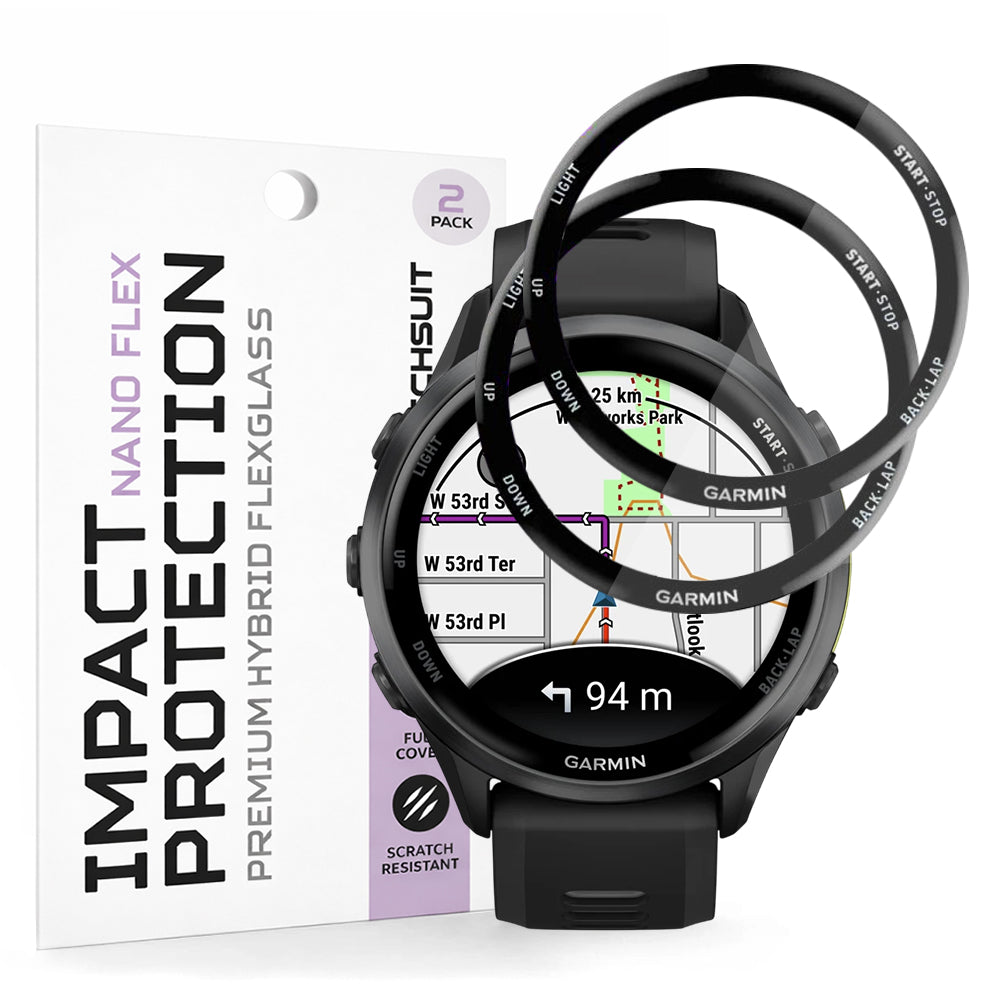 Accesoriu smartwatch Techsuit Nano Flex (set de 2) compatibil cu Garmin Forerunner 970 / Forerunner 570 47mm, Negru
