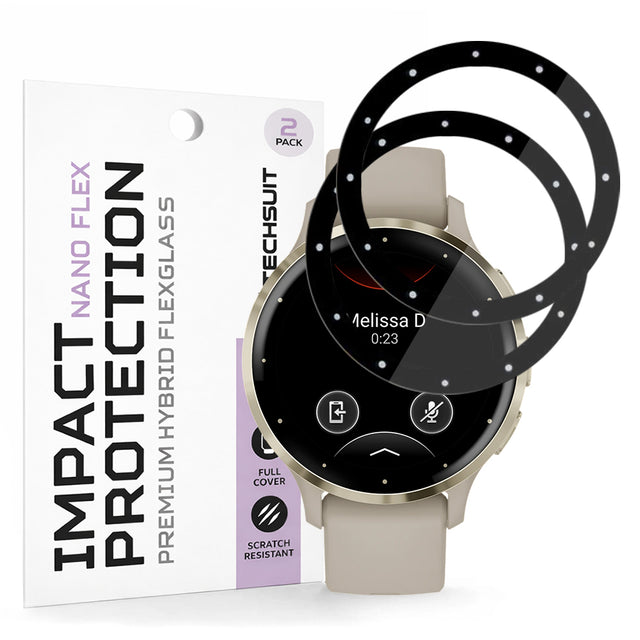 Accesoriu smartwatch Techsuit Nano Flex (set de 2) compatibil cu Garmin Venu 3S, Negru