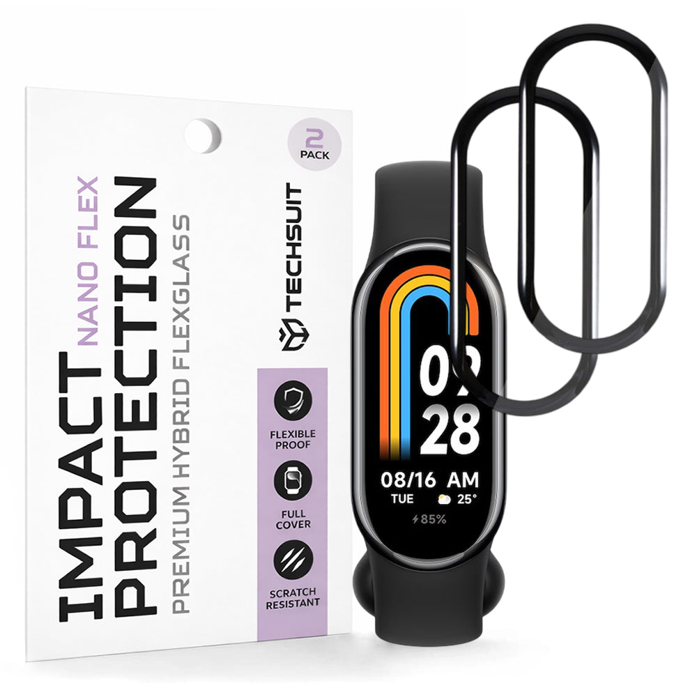 Accesoriu smartwatch Techsuit Nano Flex (set de 2) compatibil cu Xiaomi Mi Band 8 / 8 NFC, Negru