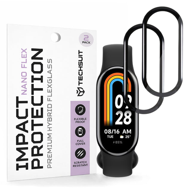 Accesoriu smartwatch Techsuit Nano Flex (set de 2) compatibil cu Xiaomi Mi Band 8 / 8 NFC, Negru