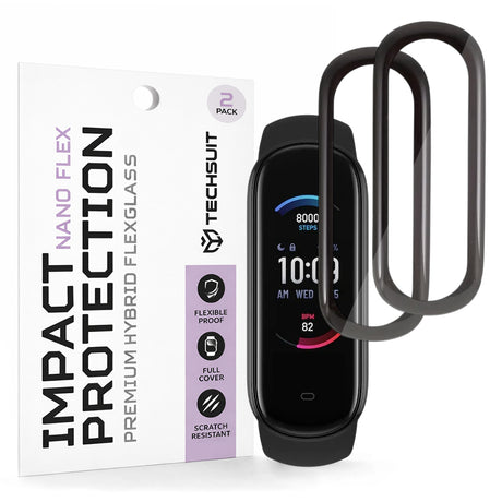 Accesoriu smartwatch Techsuit Nano Flex (set de 2) compatibil cu Amazfit Band 5, Negru