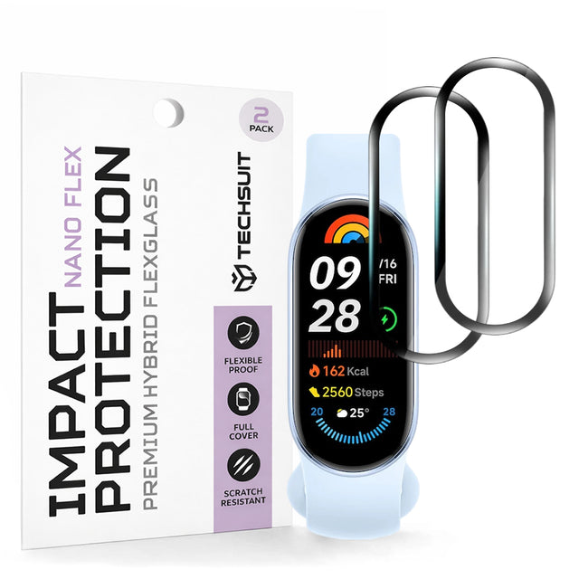 Accesoriu smartwatch Techsuit Nano Flex (set de 2) compatibil cu Xiaomi Mi Band 9 / 9 NFC, Negru