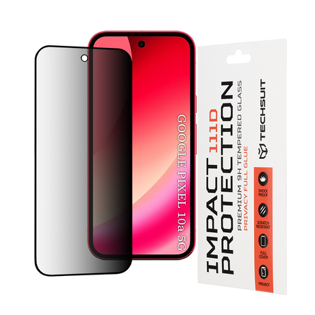 Folie de protectie Techsuit 111D Privacy Full Glue compatibil cu Google Pixel 10a, Negru