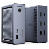 Hub/Dock Ugreen 10in1 Docking Station CM923 (55735), 3x Type-C, 3x USB, SD/TF, RJ45, M.2 NVMe, HDMI, PD100W, 4K@60Hz, 10Gbps, Gri