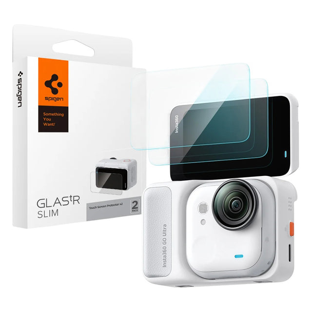 Folie de protectie Spigen (set de 2) Glas.tR Slim, Back Screen (AGL11171) compatibil cu Insta360 Go Ultra, Transparent