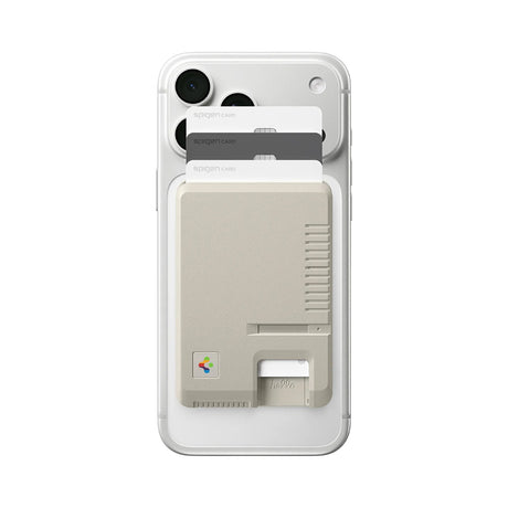 Husa de protectie Spigen Classic LS Mag Fit Wallet with Magsafe (AFA10949) compatibil cu Easy Access, Retro Silhouette, Slim Design, Stone