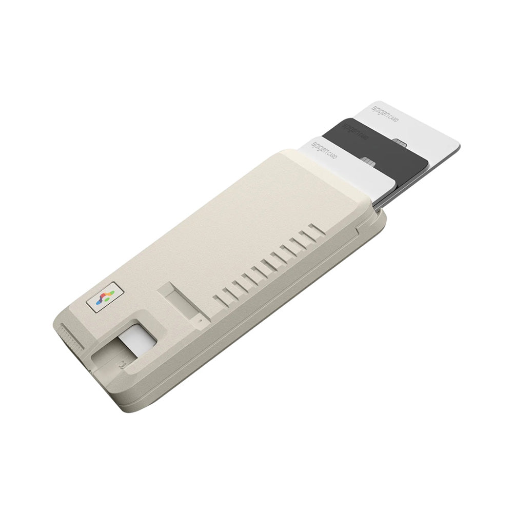 Husa de protectie Spigen Classic LS Mag Fit Wallet with Magsafe (AFA10949) compatibil cu Easy Access, Retro Silhouette, Slim Design, Stone