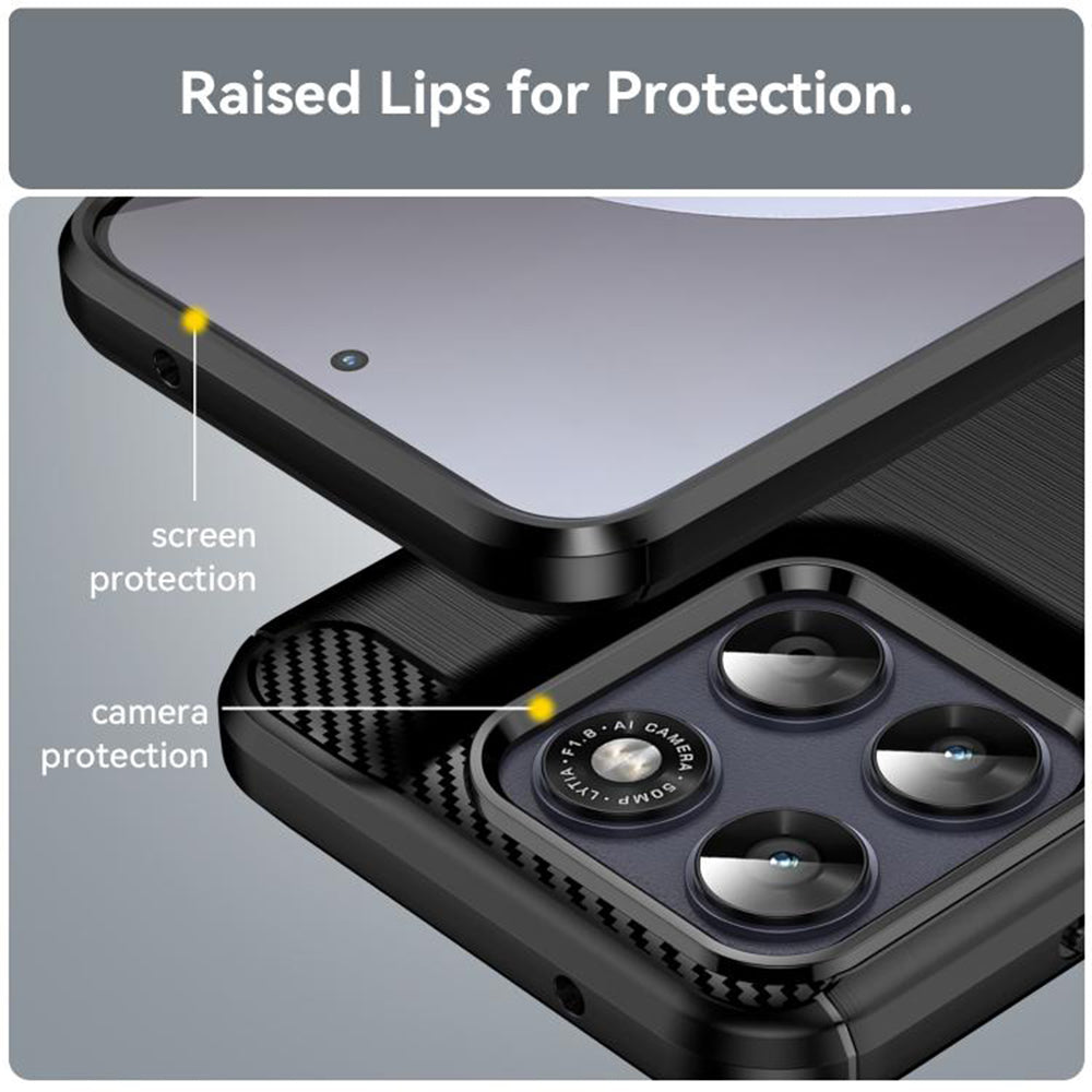 Husa de protectie Techsuit Carbon Silicone compatibil cu Motorola Moto G77 / G67, Negru