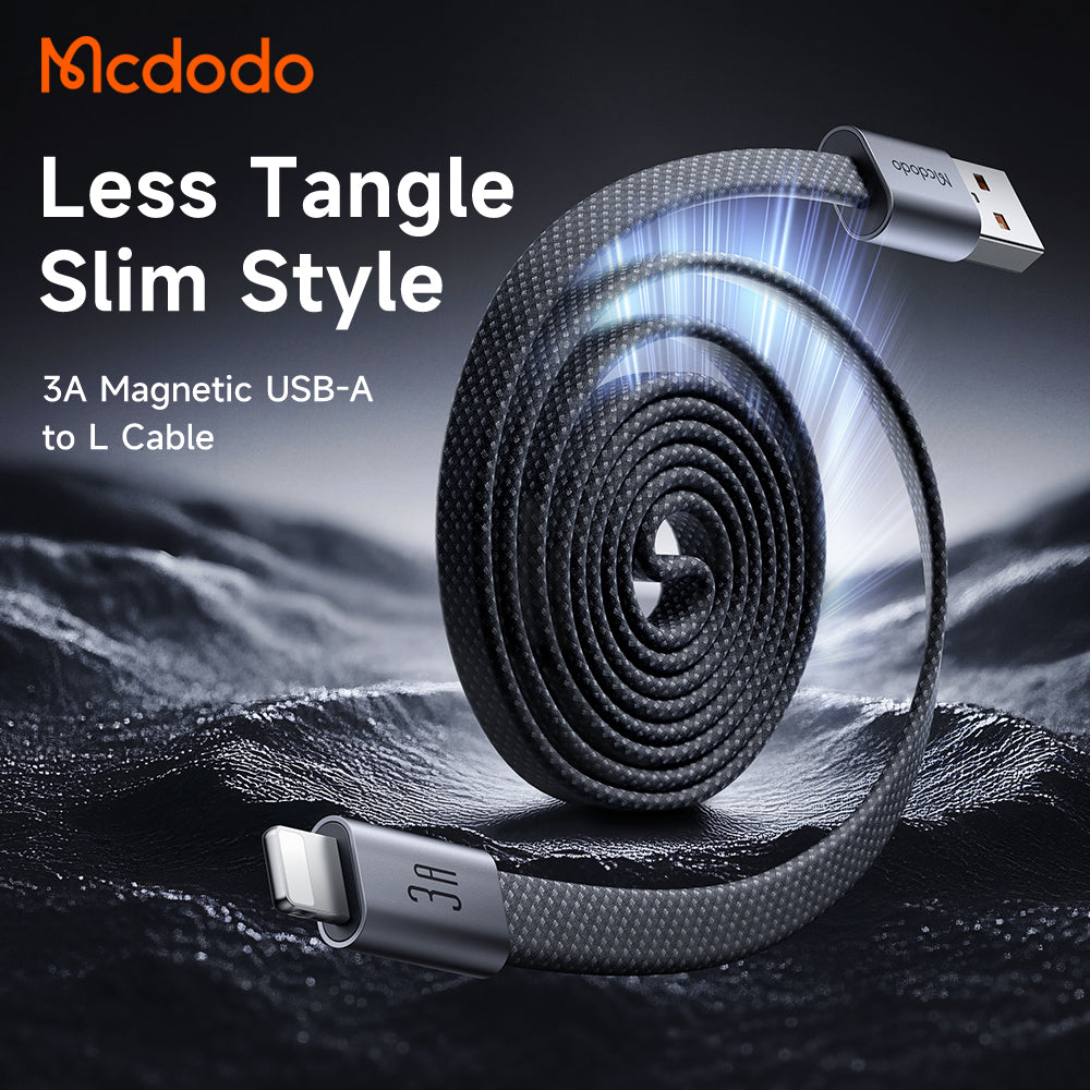 Cablu Mcdodo Self-Winding (CA-1160), USB-A la Lightning, 3A, 1m, Negru