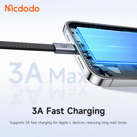 Cablu Mcdodo Self-Winding (CA-1160), USB-A la Lightning, 3A, 1m, Negru