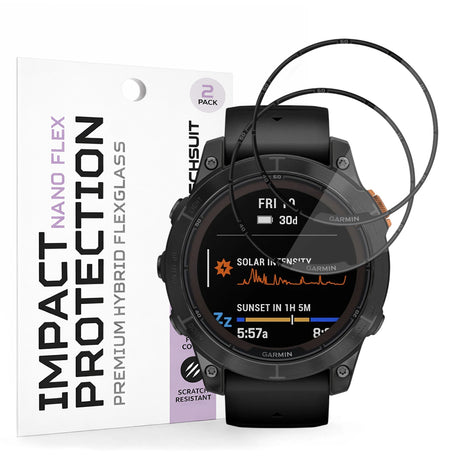Accesoriu smartwatch Techsuit Nano Flex (set de 2) compatibil cu Garmin Fenix 7 Pro Solar, Negru