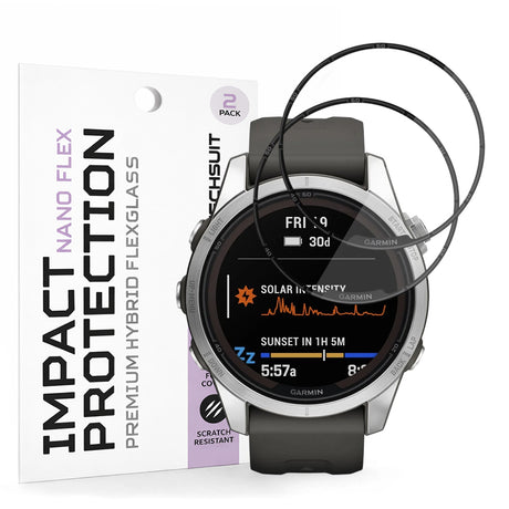 Accesoriu smartwatch Techsuit Nano Flex (set de 2) compatibil cu Garmin Fenix 7S Pro Solar, Negru