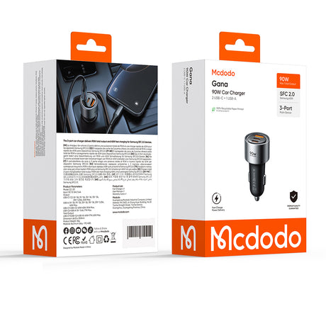 Incarcator Mcdodo (CC-3110), 2x USB-C / USB, 90W, 12-24V, Negru