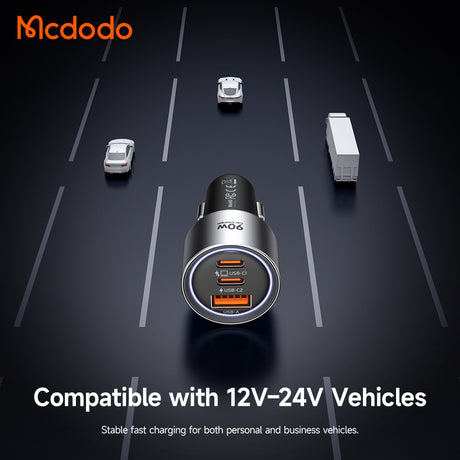 Incarcator Mcdodo (CC-3110), 2x USB-C / USB, 90W, 12-24V, Negru