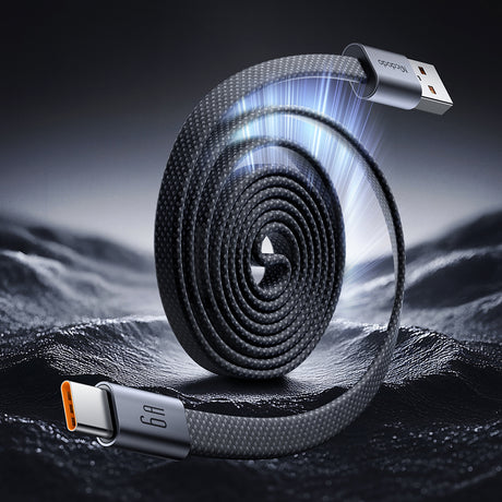 Cablu Mcdodo Self-Winding (CA-1200), USB-A la Type-C, 6A, 1m, Negru