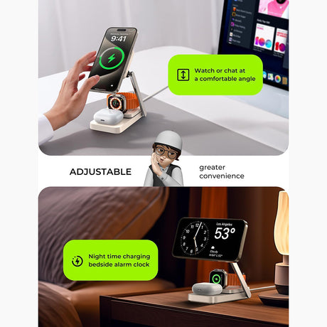 Suport Birou Lisen YL0223110006, Incarcare Wireless 15W, Pliabil, Alb