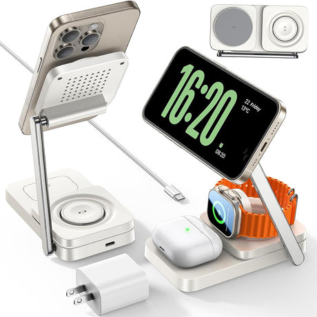 Suport Birou Lisen YL0223110006, Incarcare Wireless 15W, Pliabil, Alb