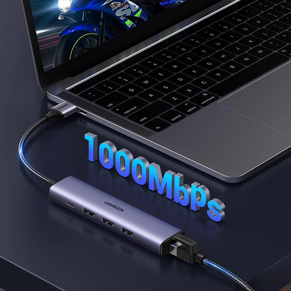 Adaptor Ugreen Ethernet CM475, USB-RJ45, 1000Mbps, Gri