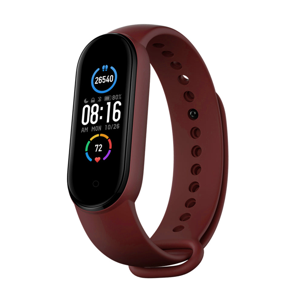 Curea smartwatch Techsuit Watchband (W013) compatibil cu Xiaomi Mi Band 5 / 5 NFC / 6 / 6 NFC / Amazfit Band 5, Rosu Inchis