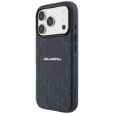 Husa de protectie Karl Lagerfeld Leather KL Monogram Logo MagSafe (KLHMP17X5PGKLMCB) compatibil cu iPhone 17 Pro Max, Albastru