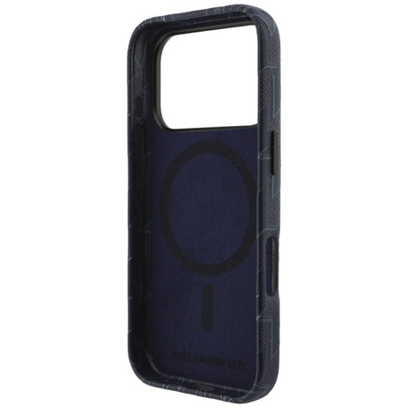 Husa de protectie Karl Lagerfeld Leather KL Monogram Logo MagSafe (KLHMP17X5PGKLMCB) compatibil cu iPhone 17 Pro Max, Albastru