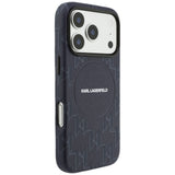 Husa de protectie Karl Lagerfeld Leather KL Monogram Logo MagSafe (KLHMP17L5PGKLMCB) compatibil cu iPhone 17 Pro, Albastru