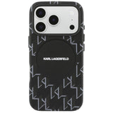 Husa de protectie Karl Lagerfeld Leather KL Monogram Logo MagSafe (KLHMP17L5PGKLMCK) compatibil cu iPhone 17 Pro, Negru