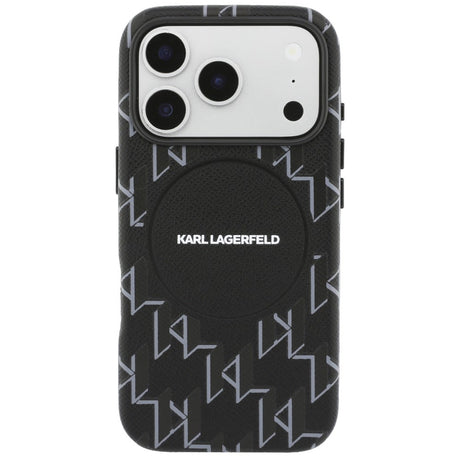 Husa de protectie Karl Lagerfeld Leather KL Monogram Logo MagSafe (KLHMP17L5PGKLMCK) compatibil cu iPhone 17 Pro, Negru