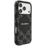 Husa de protectie Karl Lagerfeld Leather KL Monogram Logo MagSafe (KLHMP17L5PGKLMCK) compatibil cu iPhone 17 Pro, Negru