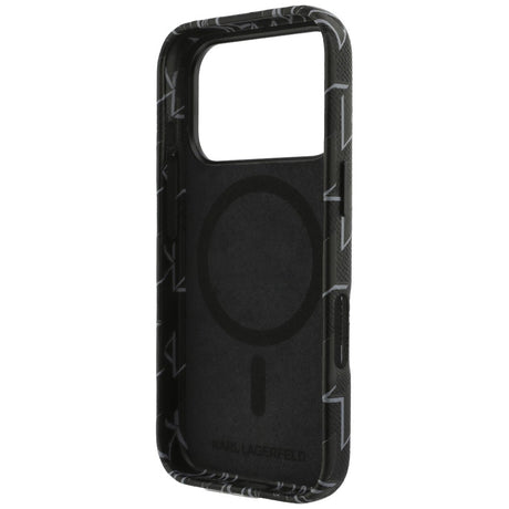 Husa de protectie Karl Lagerfeld Leather KL Monogram Logo MagSafe (KLHMP17L5PGKLMCK) compatibil cu iPhone 17 Pro, Negru