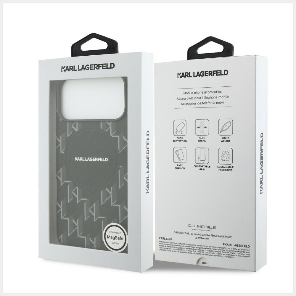 Husa de protectie Karl Lagerfeld Leather KL Monogram Logo MagSafe (KLHMP17L5PGKLMCK) compatibil cu iPhone 17 Pro, Negru