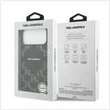 Husa de protectie Karl Lagerfeld Leather KL Monogram Logo MagSafe (KLHMP17L5PGKLMCK) compatibil cu iPhone 17 Pro, Negru