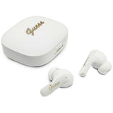 Casti Guess Script Metal Logo (GUTWSX45PGSH), Bluetooth V5.4, TWS, with Microphone, Type-C, 400mAh, Alb