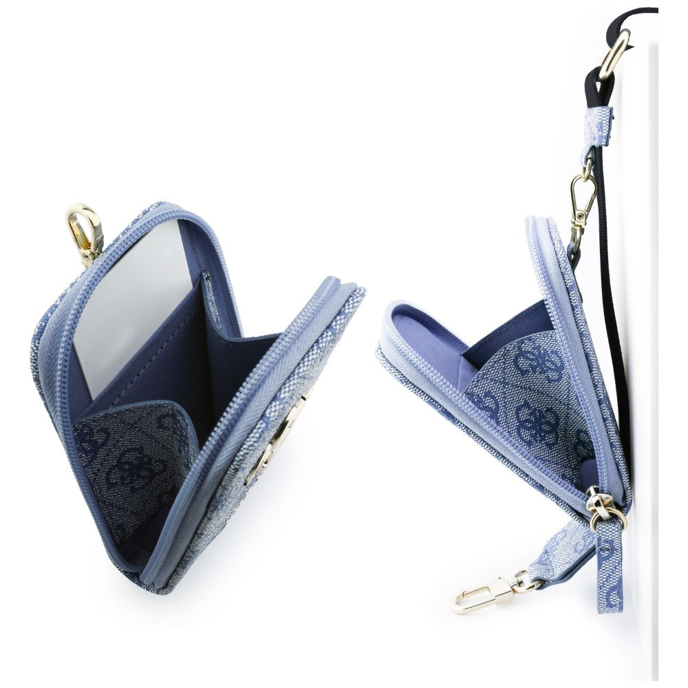 Suport Guess Universal Strap 4G Metal Logo (GUUCNKP4DGMB), with Small Purse for Accesories, Adjustable, Eco Leather, Albastru