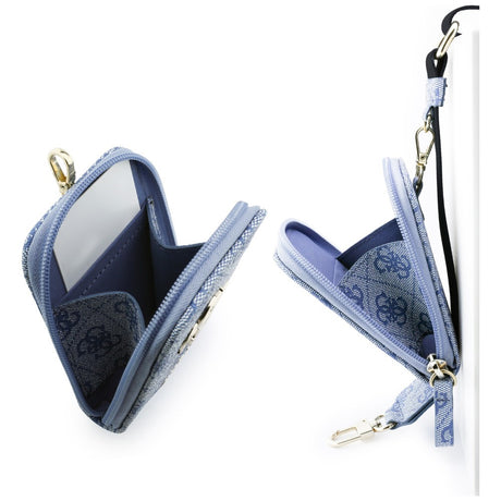 Suport Guess Universal Strap 4G Metal Logo (GUUCNKP4DGMB), with Small Purse for Accesories, Adjustable, Eco Leather, Albastru