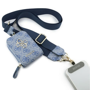 Suport Guess Universal Strap 4G Metal Logo (GUUCNKP4DGMB), with Small Purse for Accesories, Adjustable, Eco Leather, Albastru