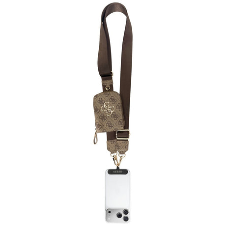 Suport Guess Universal Strap 4G Metal Logo (GUUCNKP4DGMW), with Small Purse for Accesories, Adjustable, Eco Leather, Maro