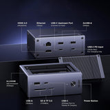 Hub/Dock Ugreen 10in1 Docking Station CM923 (55735), 3x Type-C, 3x USB, SD/TF, RJ45, M.2 NVMe, HDMI, PD100W, 4K@60Hz, 10Gbps, Gri