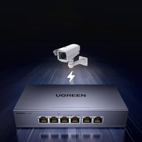 Switch 4x Gigabit PoE, 2x Gigabit, 60W, 1000Mbps, Plug & Play - Ugreen CM741 (35371EU) - Grey
