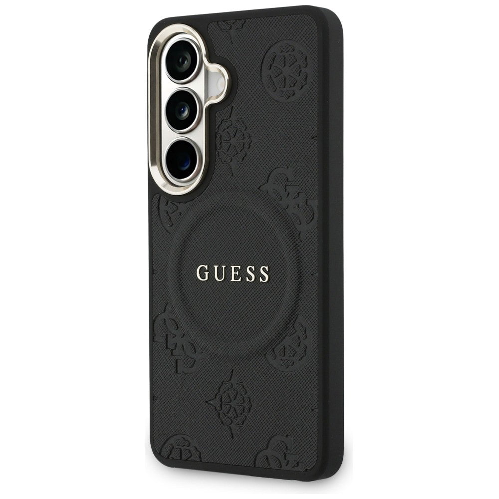 Husa de protectie Guess Saffiano Peony Embossed Ring MagSafe (GUHMS26MPSAMSECK) compatibil cu Samsung Galaxy S26 Plus, Negru