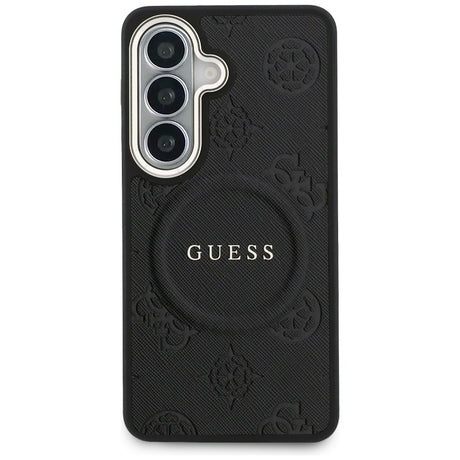 Husa de protectie Guess Saffiano Peony Embossed Ring MagSafe (GUHMS26MPSAMSECK) compatibil cu Samsung Galaxy S26 Plus, Negru