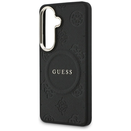 Husa de protectie Guess Saffiano Peony Embossed Ring MagSafe (GUHMS26MPSAMSECK) compatibil cu Samsung Galaxy S26 Plus, Negru