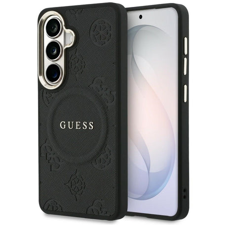 Husa de protectie Guess Saffiano Peony Embossed Ring MagSafe (GUHMS26MPSAMSECK) compatibil cu Samsung Galaxy S26 Plus, Negru
