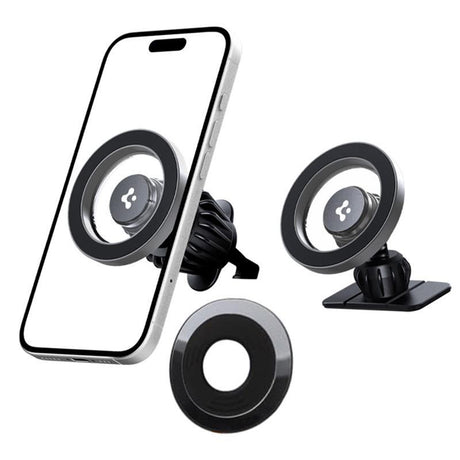 Suport Spigen MFT13 (ACP08315), MagSafe, for Dashboard, Air Vent, 360° Rotation, Magnetic Grip, Universal, Adjustable, Argintiu