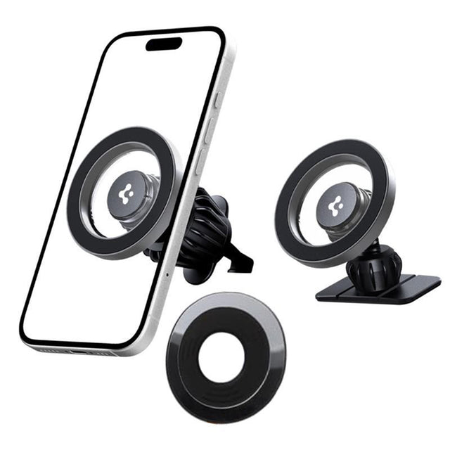 Suport Spigen MFT13 (ACP08315), MagSafe, for Dashboard, Air Vent, 360° Rotation, Magnetic Grip, Universal, Adjustable, Argintiu