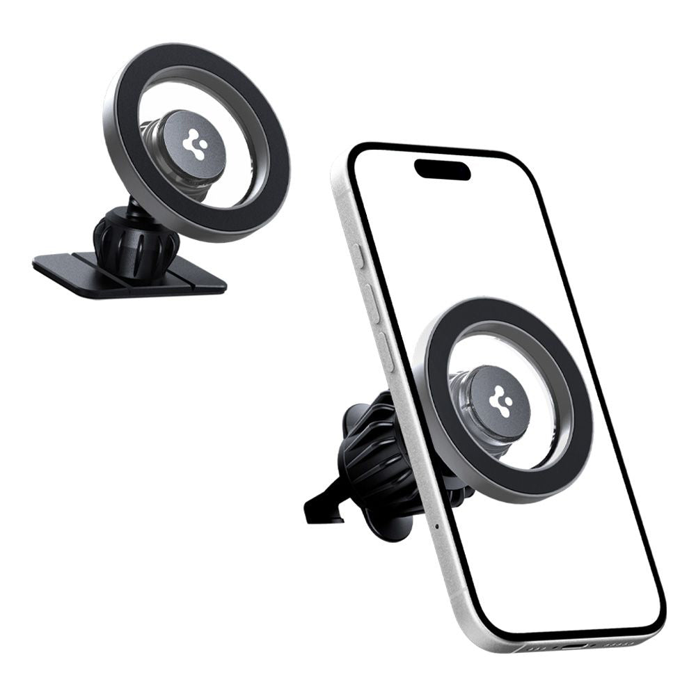 Suport Spigen MFT13 (ACP08315), MagSafe, for Dashboard, Air Vent, 360° Rotation, Magnetic Grip, Universal, Adjustable, Argintiu